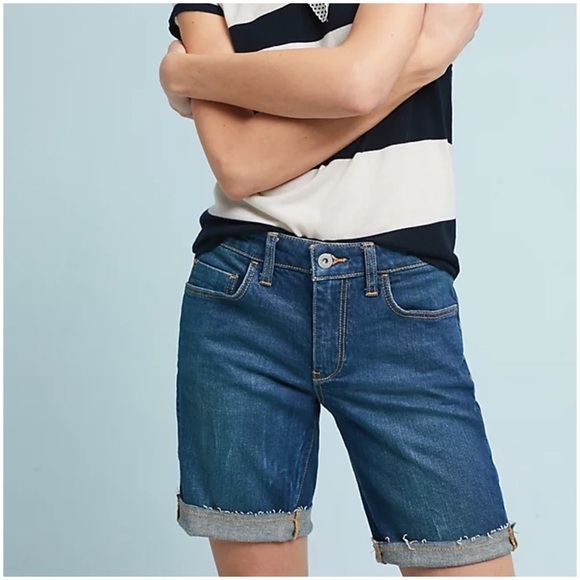𝅺nwt Anthropologie Pilcro Bermuda Jean Shorts Size 25 Medium blue denim